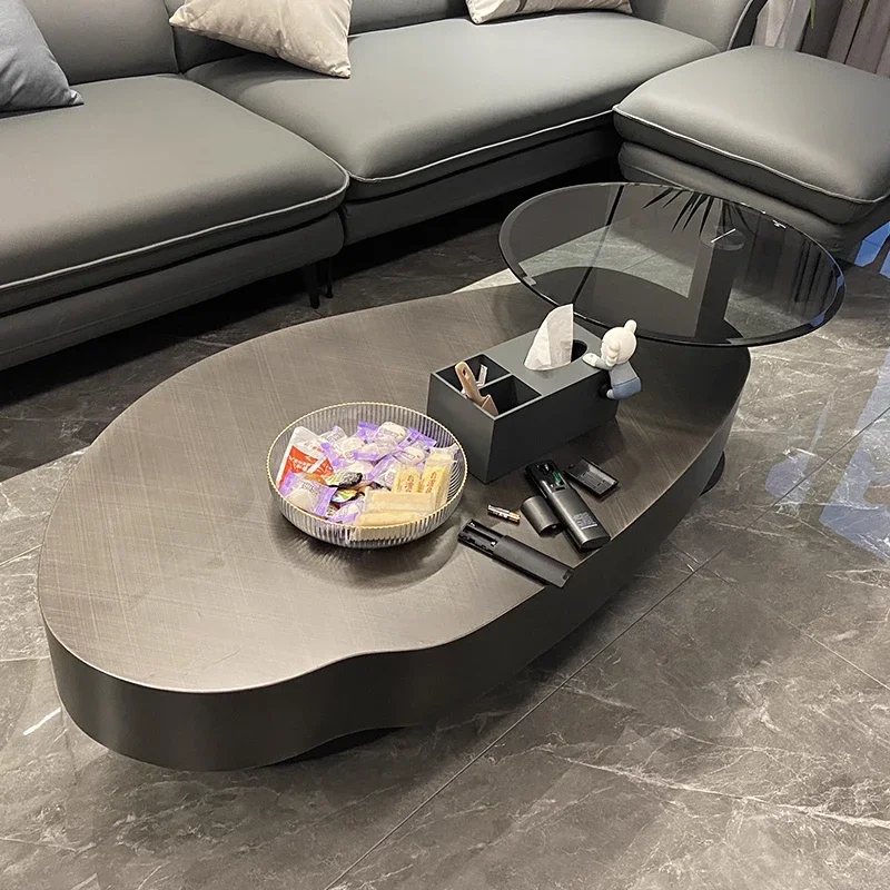 

Vintage Oversized Coffee Table Stainless Steel Unique Black Round Coffee Table Nordic Minimalist Mesa Centro Furniture