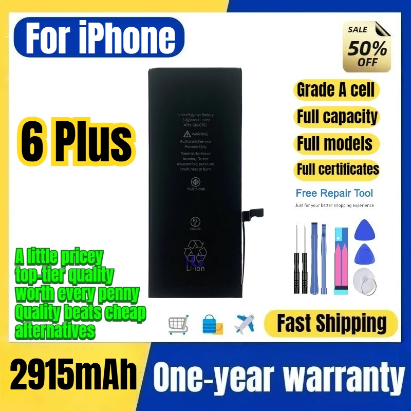 A1522/A1524 for 6G Plus Phone Battery 0 Cycle High Quality High Capacity Battery Replacement Bateria Grade A Cell with Tools