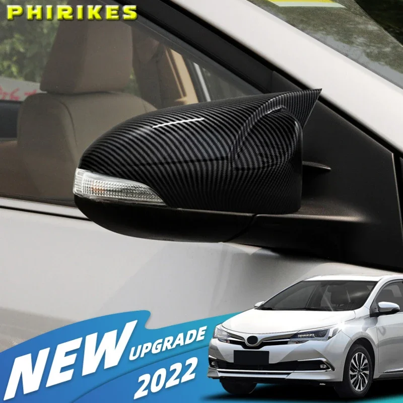 For Toyota Corolla 2014 2015 2016 2017 RearView Mirror Case Cover Carbon fiber pattern or Black Cover