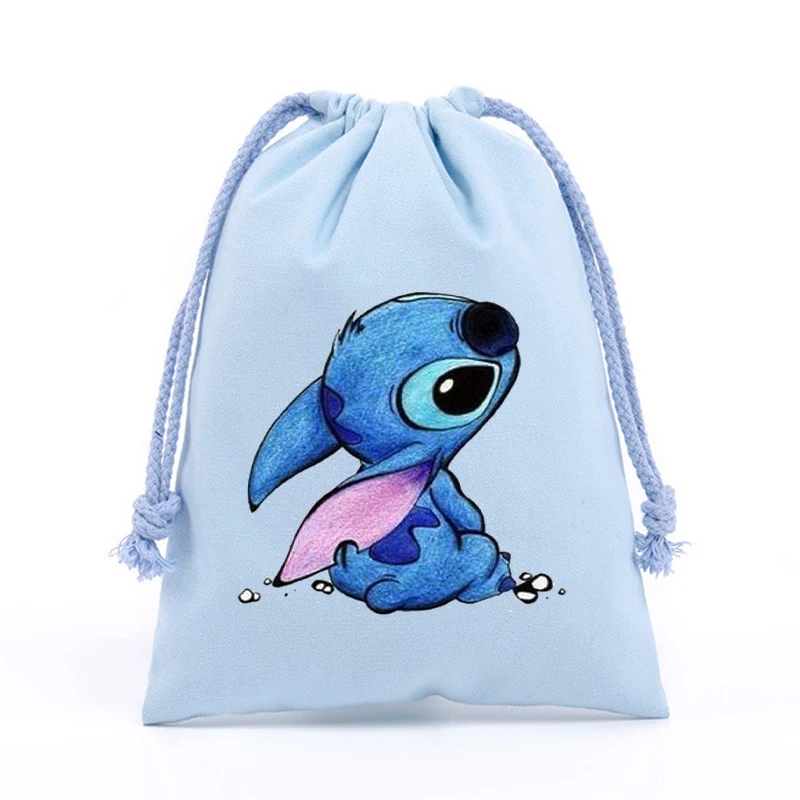 Cute Stitch Drawstring Pockets Kawaii Disney Cartoon Storage Bags Boys Girls Tote Bag Kids Sports Travel Bags Children Handbag