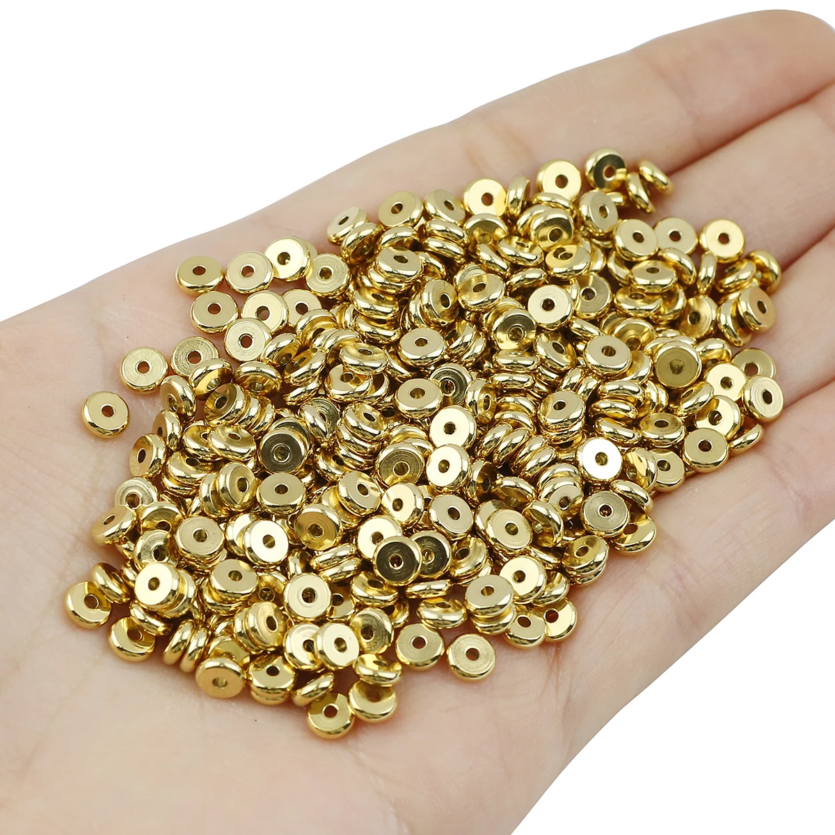 20/50Pcs 4mm 5mm 6mm Stainless Steel Round Flat Spacer Loose Beads For Jewelry DIY Charms Bracelet Necklace Making Accessories