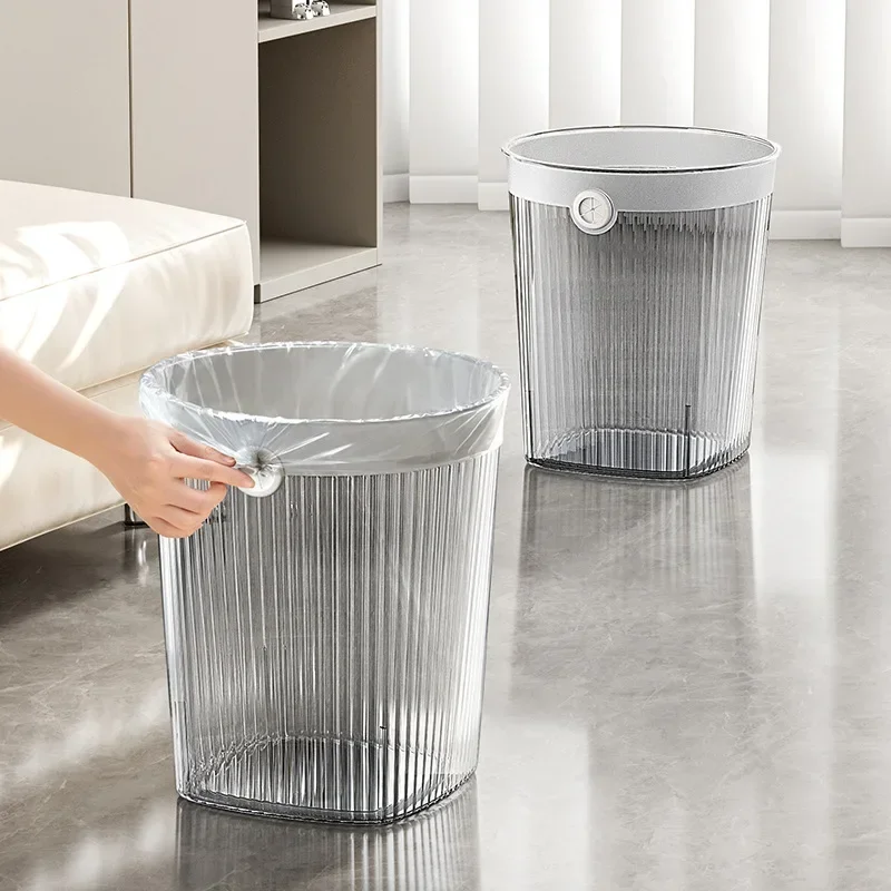 Pressure-free Ring Large Capacity Trash Can Household Kitchen Bedroom Bathroom Transparent High-value Trash Can