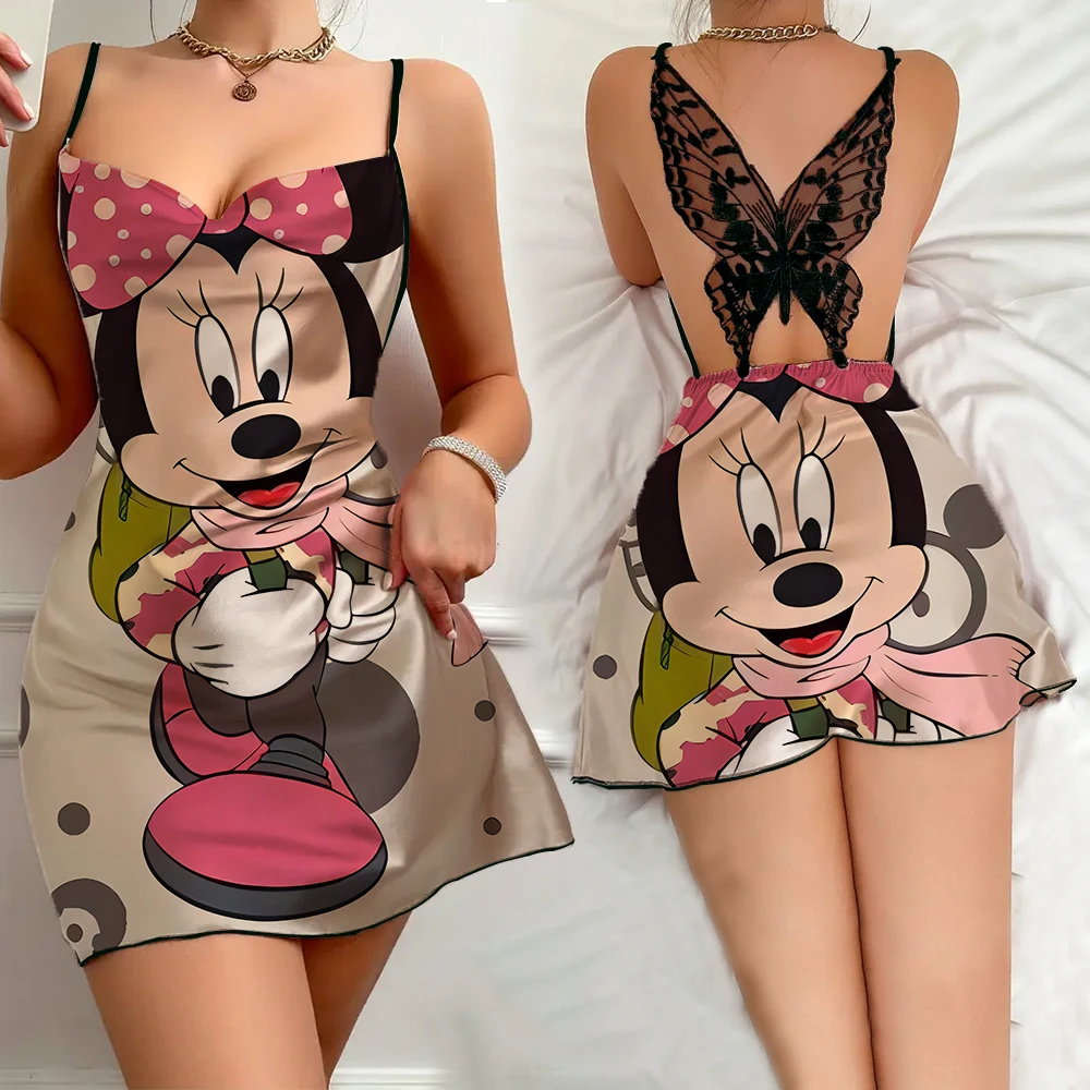 Fashion Nightgown for Women New Women Sleepwear One Piece Slip Dress Cartoon Pattern Women's Dresses New Sleevesless Pajama