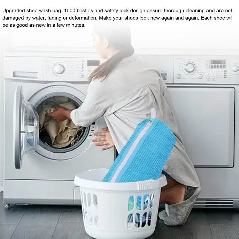 Reusable Shoe Washing Bag Hanging Rope Design For Washing Machine Nylon Laundry Net Protector Shoes Anti-Deformation Organizer