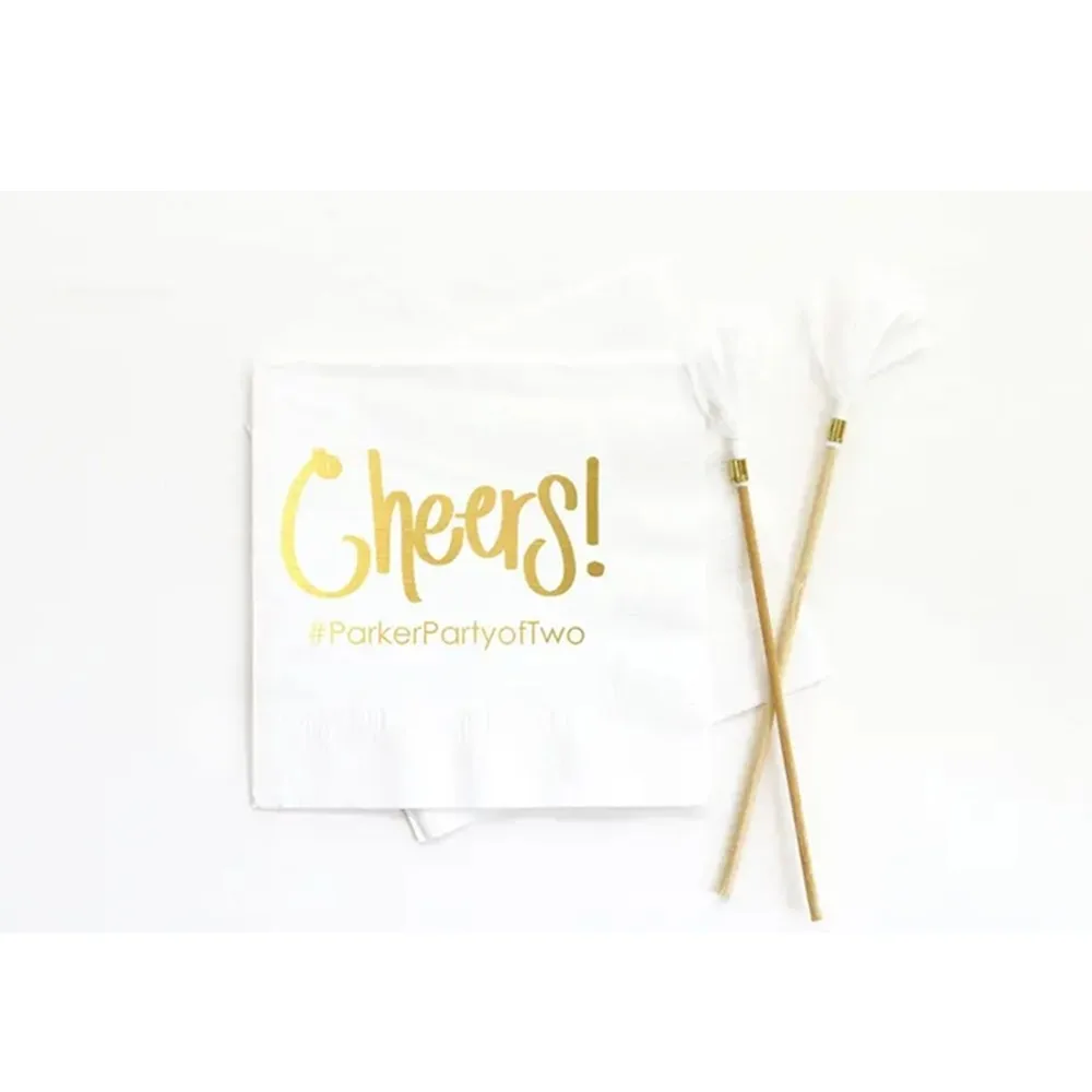 50 PCS Cheers Cocktail Napkins Personalized Wedding Napkins Custom Printed Beverage Napkins Bridal Shower Napkins