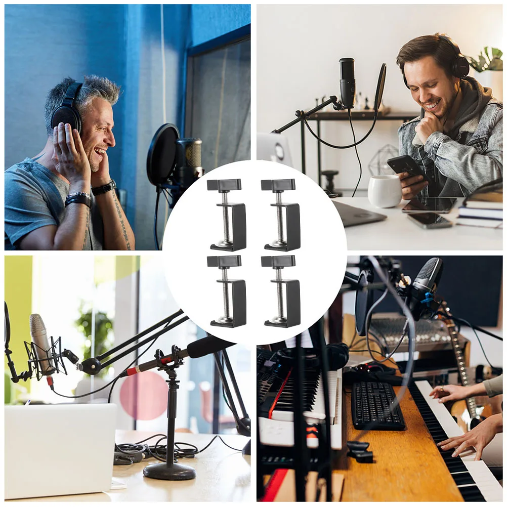 

4Pcs Metal Base Clamp Strong Non-Slip Table Mount Clamps with Exquisite Craftsmanship Universal Desktop Mount Clamp for Home