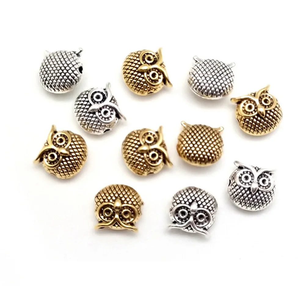 30 pezzi perline distanziatrici gufo perline sparse in lega di zinco creazione di gioielli fai da te connettori di ciondoli risultati artigianali collana orecchini braccialetto