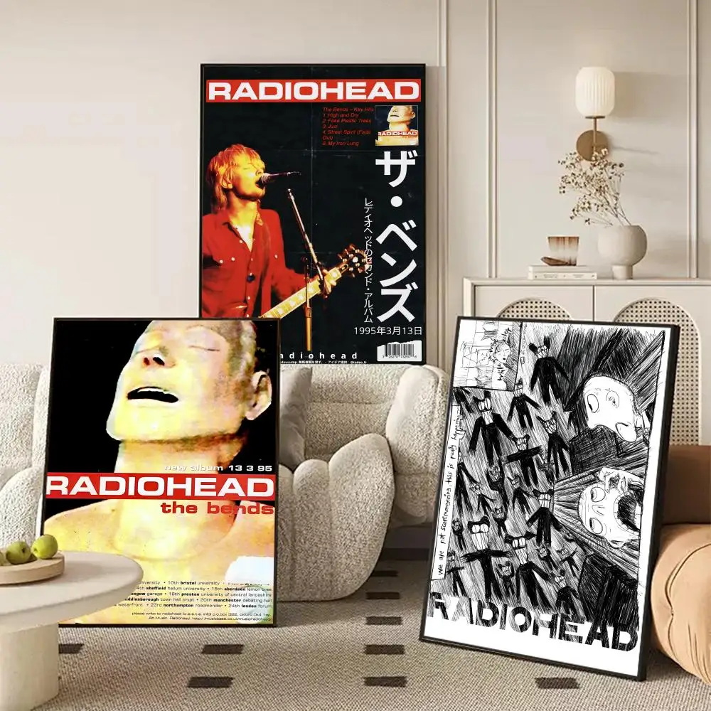 Rock Band Characters Radiohead Classic Vintage Poster Self-adhesive Art Waterproof Paper Sticker Coffee House Wall Decor - view 2