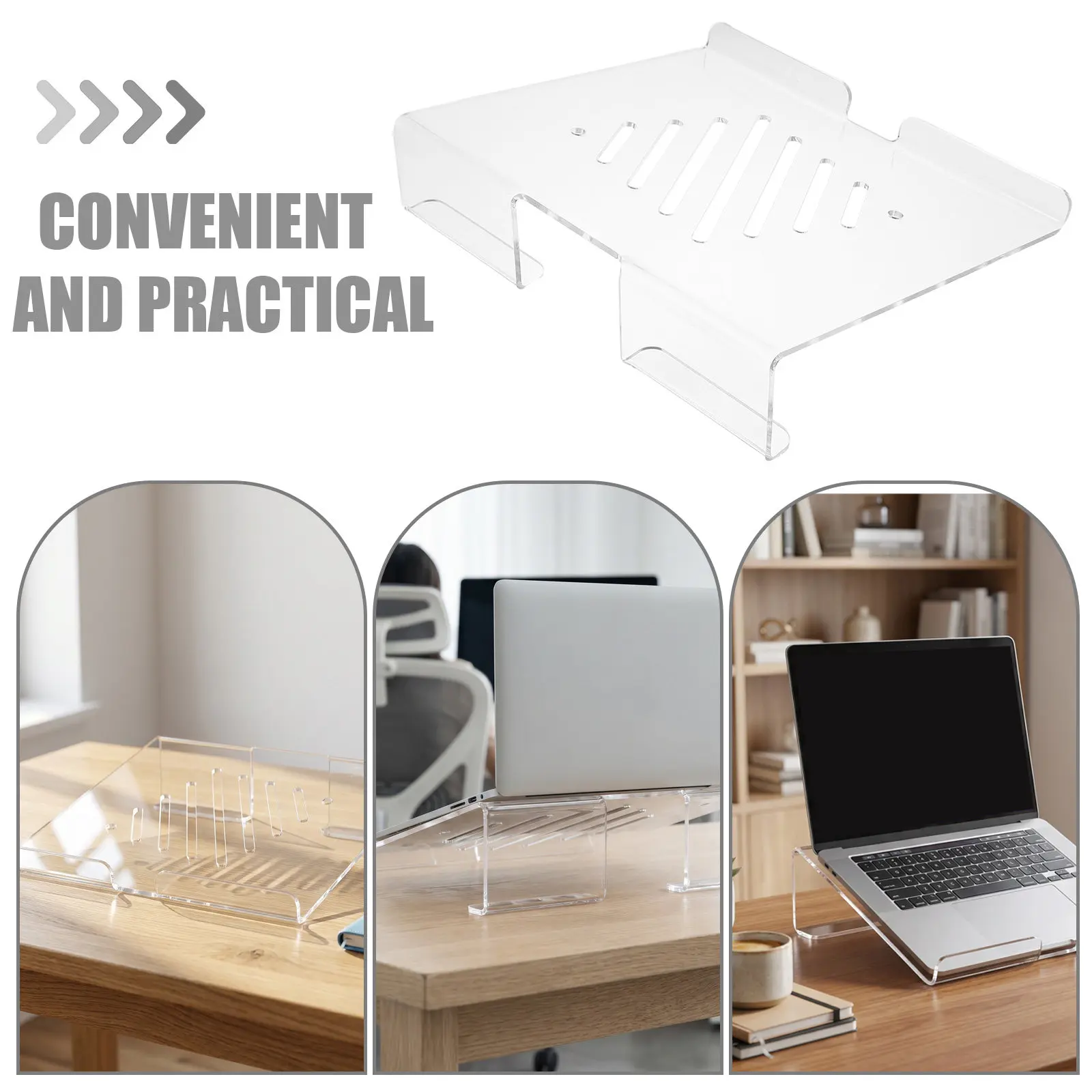 Clear Acrylic Laptop Stand for Desk Riser for 10-15.5 Inch Laptops Elevated Monitor Holder Ergonomic Ventilated Desktop Riser