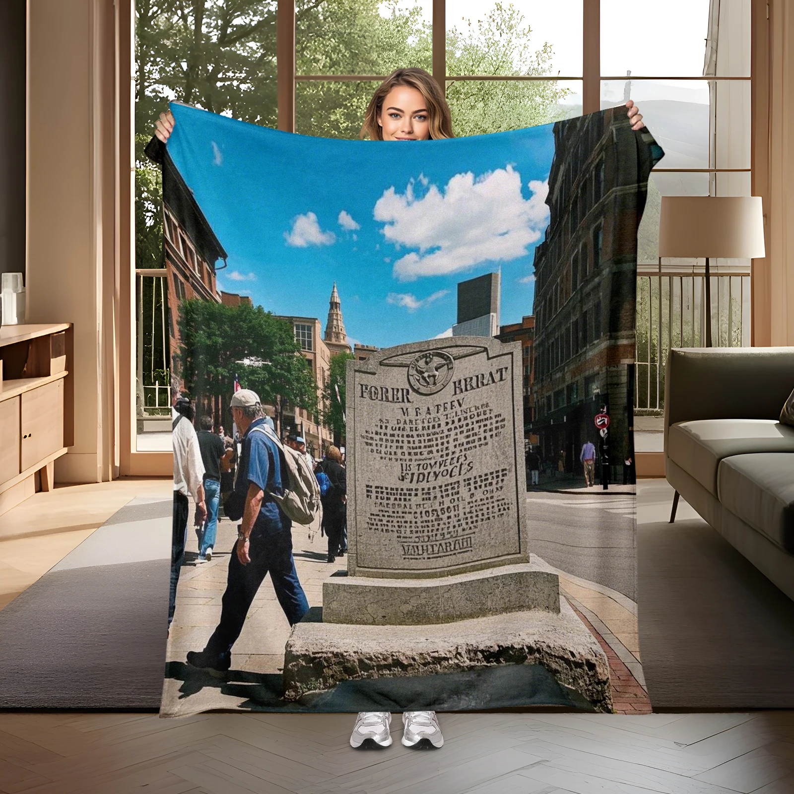 Paul Revere Memorial Stone Themed Blanket Ideal Gift For Loved Ones Bringing Historical Significance To Your Home