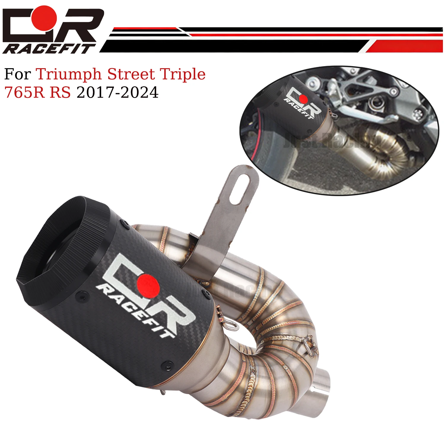 

Exhaust Slip On Pipe Carbon Muffler For Triumph Street Triple 765R RS 2017-2024