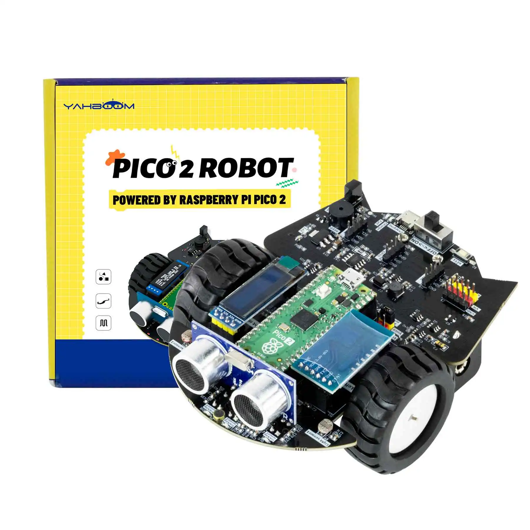 Yahboom Raspberry Pi Pico2 سيارة روبوت لتقوم بها بنفسك عدة إلكترونية الترميز روبوت عدة دعم MicroPython البرمجة APP التحكم بالأشعة تحت الحمراء