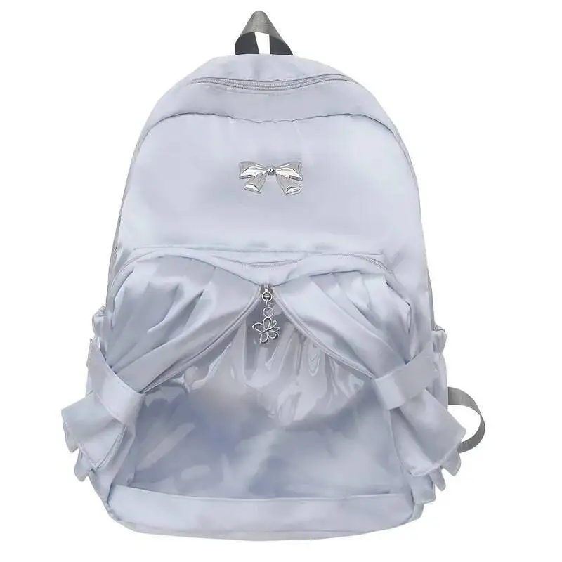 High-Capacity Simple Bow Y2k Aesthetic Ita Bags All Match Girls Sweet Kawaii Schoolbags Transparent Backpacks For Women Students