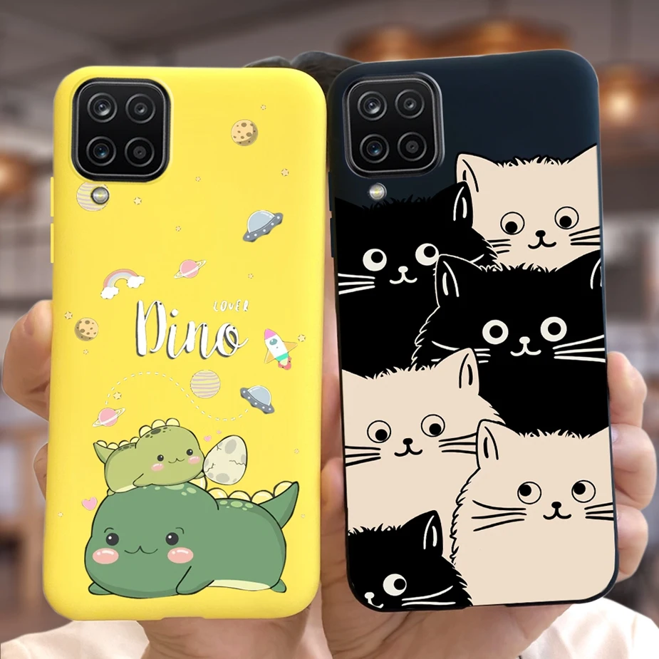 For Samsung Galaxy A12 Case SM-A125F Cute Dinosaur Cartoon Cover Soft Silicone Phone Case For Samsung A12 M 12 Galaxy M12 Bumper
