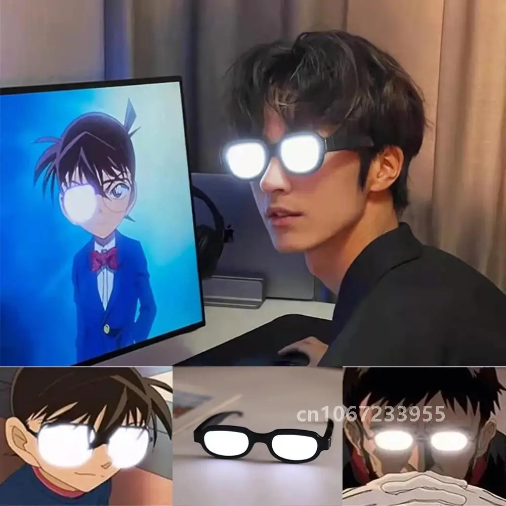 LED Conan Same Luminous Glasses Funny Performance Glasses USB Charging Cosplay Glasses Props Bar Light Dance Party Supplies