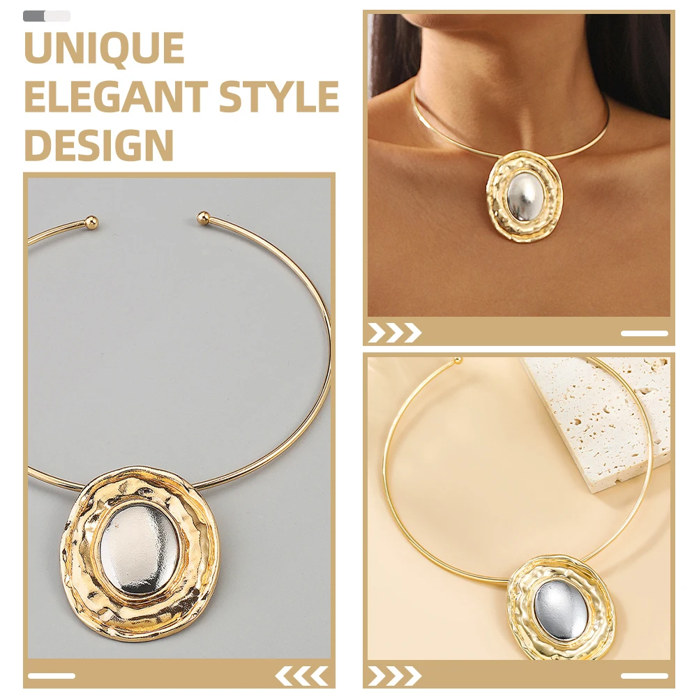 

2pcs Golden Necklace for Women Girls Metal Cool Alloy Chunky Trendy Jewelry Elegant Stylish Retro Creative Necklace