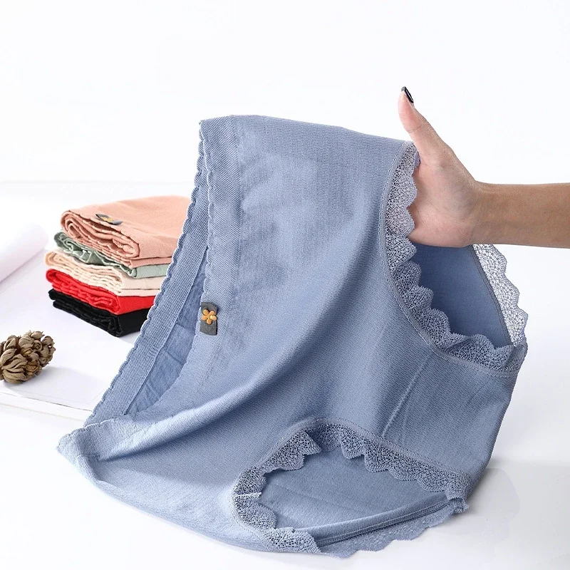 

Plus Size Seamless Panties for Women Sexy Lace Bow Traceless Female Underwear High Waist Panties Large Sizes Women's Briefs