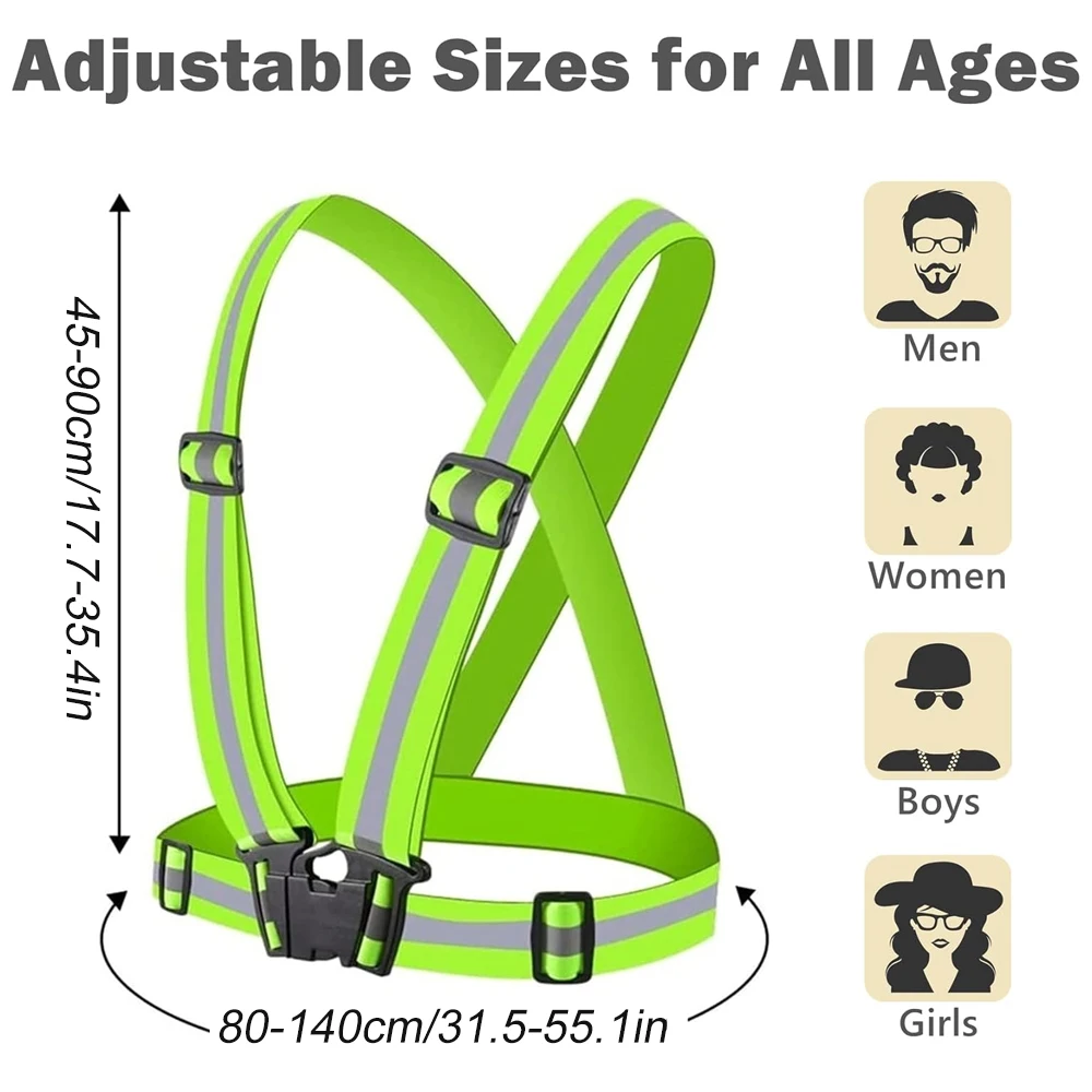 Fotografia 3: 1 pçs colete de corrida noturna alta visibilidade reflexivo, respirável colete de segurança ajustável para jogging ciclismo caminhada caminhadas