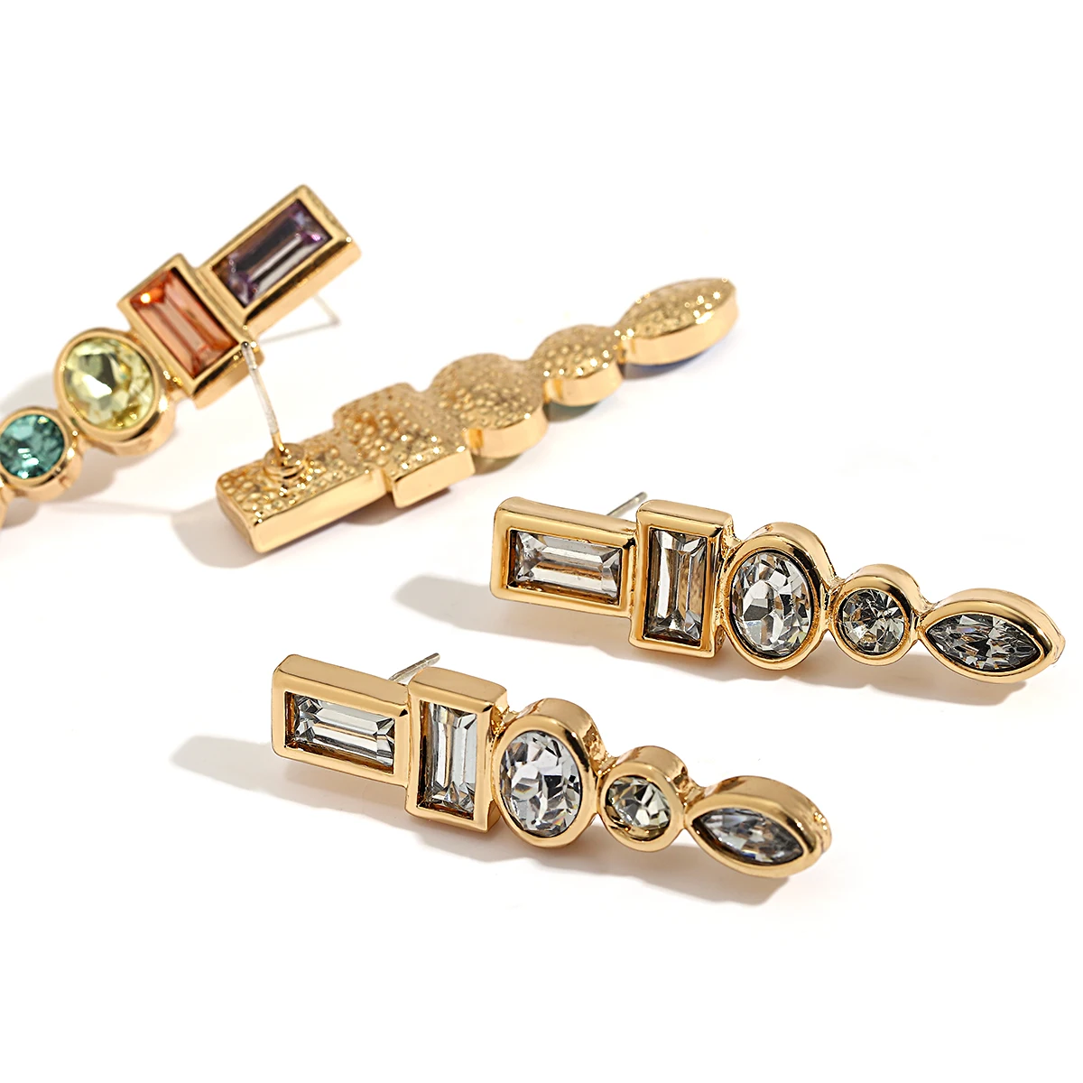 AENSOA-pendientes largos de cristal de Color arcoíris para mujer, joyería fina chapada en oro, regalo, accesorios