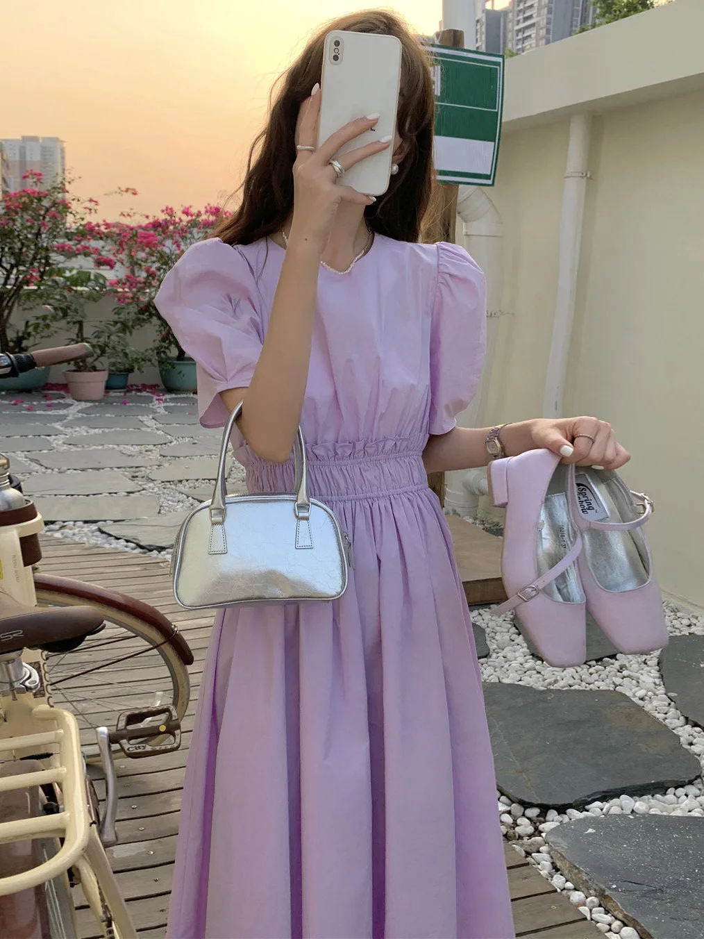 Korean Style Ageless Waist-Cinching  Color Dress 5 Colors Available Women's Fashion Spring Autumn Winter Dress
