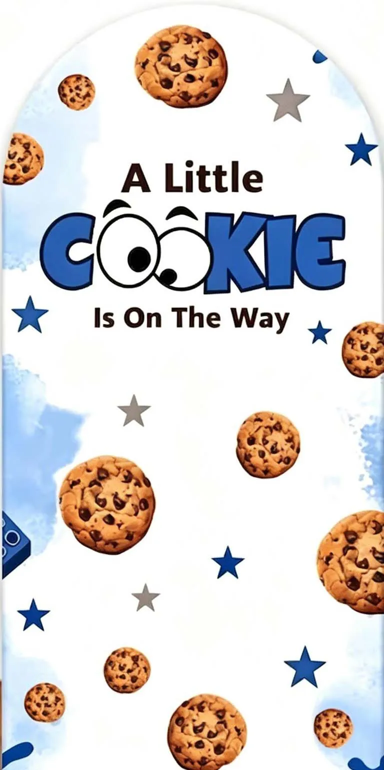 Custom 2-Side Little Cookie Is On The Way Baby Shower Arch Backdrop Covers Gender Reveal Party Decor Backdrop Photo
