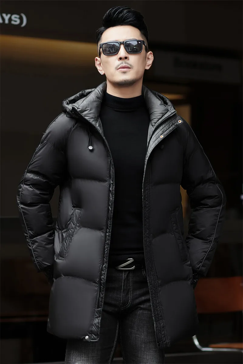 2024 new arrival winter hooded jacket 90% white duck down jackets men,mens fashion thicken warm parkas trench coat size M-5XL