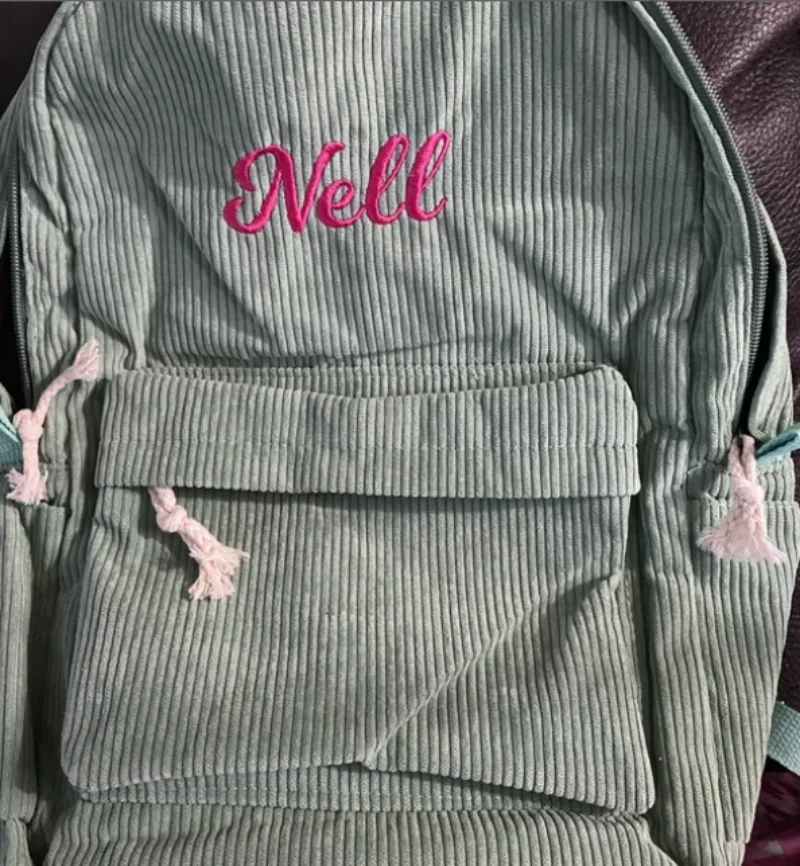 

Personalized Kids Backpack, Embroidered Corduroy Backpack,Back To School, Kid Name Backpack School Bag College,Toddler,With Name