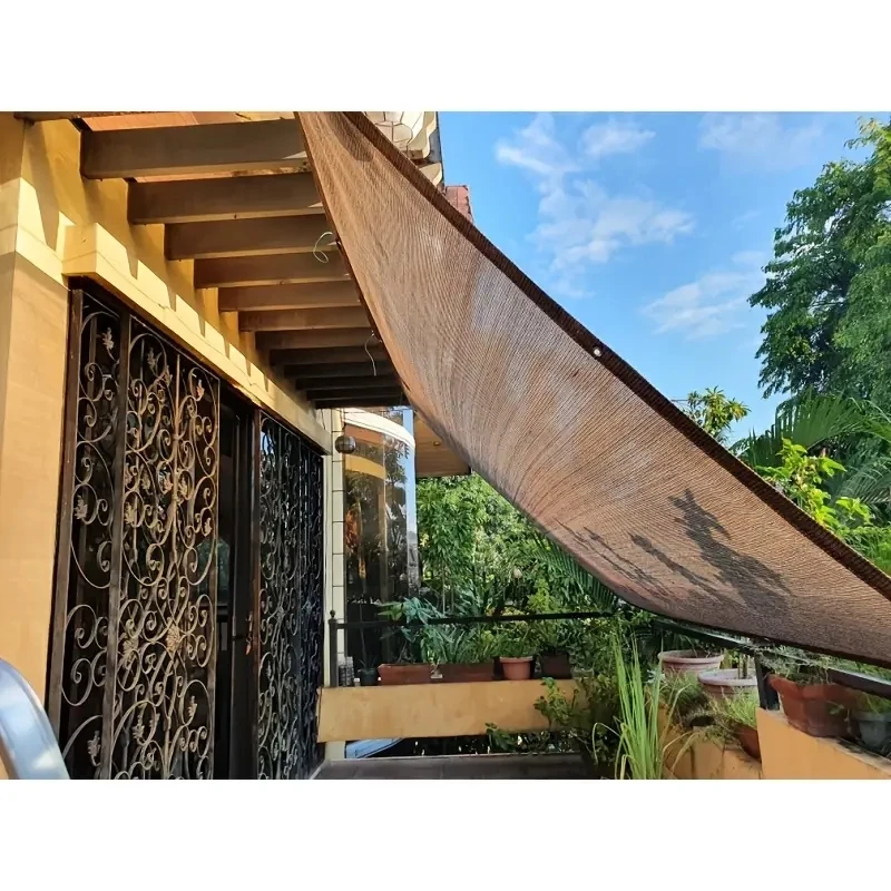 4x5mSunshade net 12 iğne kahve güneşlik net ev bahçe etli UV koruma 85-90% güneşlik net balkon güneşlik araba döken