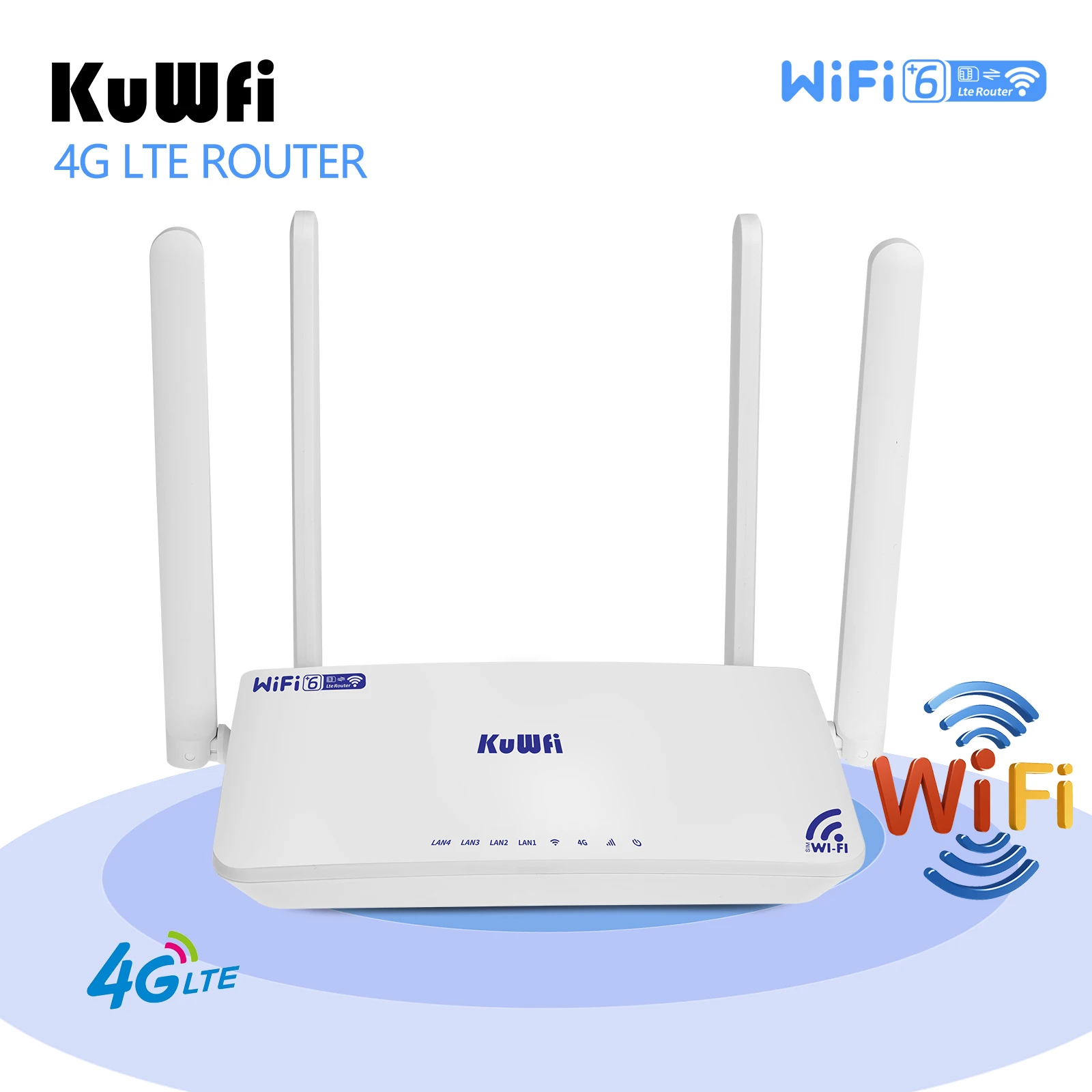 KuWFi 4G LTE WiFi Router 300Mbps 2.4GHz High-Speed USB 2 0 WPS WiFi Router with 4 LAN Ports Portable Travel Router