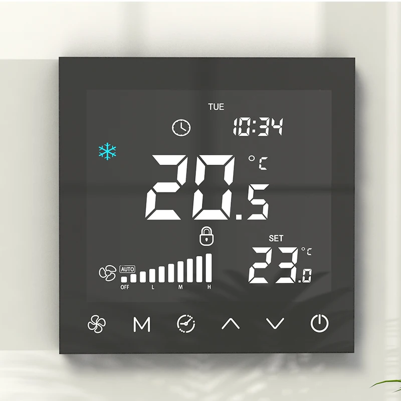 مصدر الشركة المصنعة ترموستات أرضية التدفئة الكهربائية مع وحدة تحكم Tuya RS485 EC 0-10V FCU #3