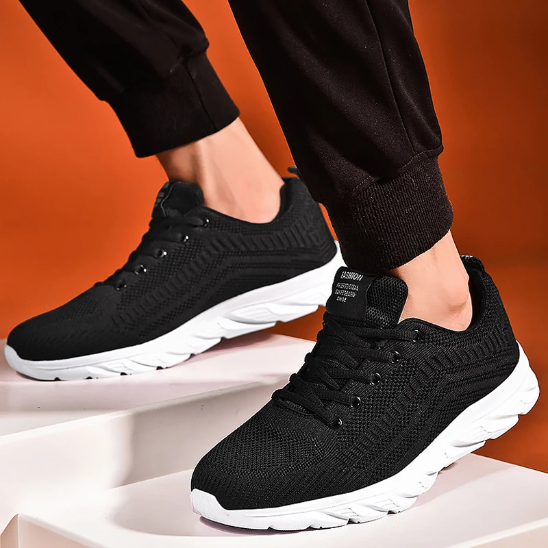 Men's Trendy Lace Up Knit Sneakers Casual Outdoor Athletic Running Walking Gym Sports Outdoor Male Women Breathable Shoes