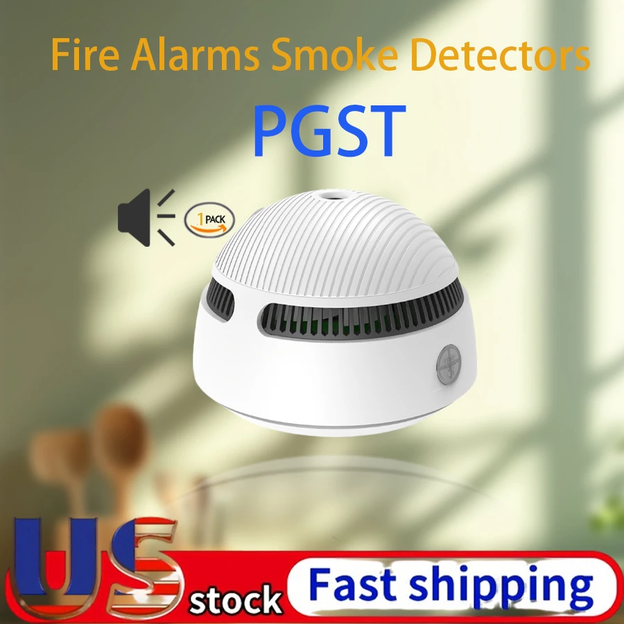 

PGST 433MHz Photoelectric Smoke Alarm High Sensitivity Fire Detector For Bedroom, Kitchen,Hallway,Office, Battery Not Included