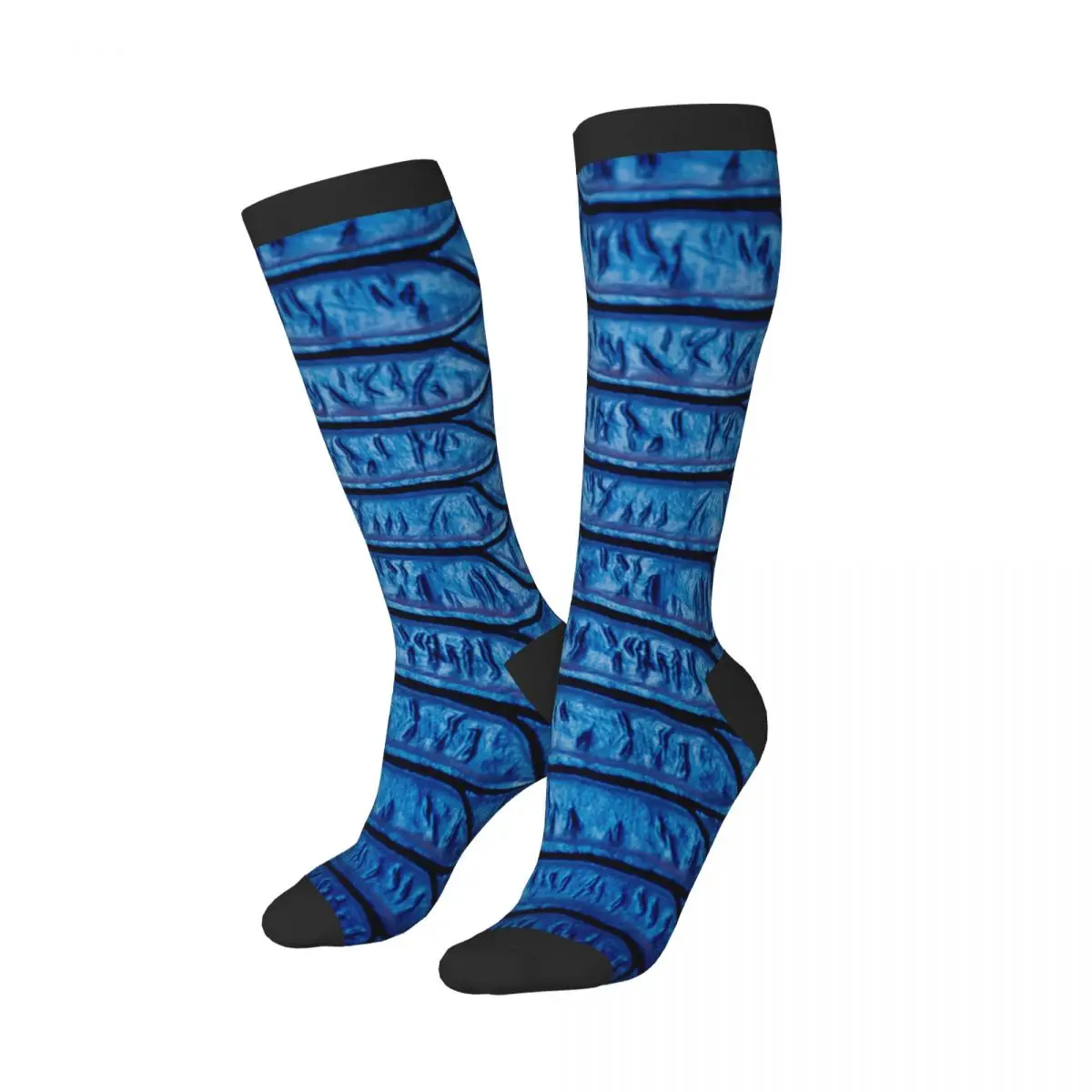 1 Pack Snake Skin Pattern Alligator In Blue Artwork Print Over-knee Long Socks Middle High School Socks