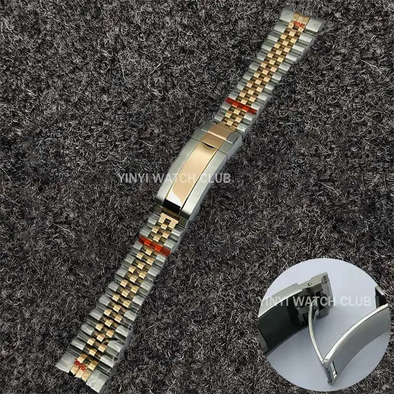 Bracelet de montre en acier inoxydable avec fermeture à glissière, bracelet boucle, boîtier de montre, argent, noir, or, Brabant, 904L, 20mm