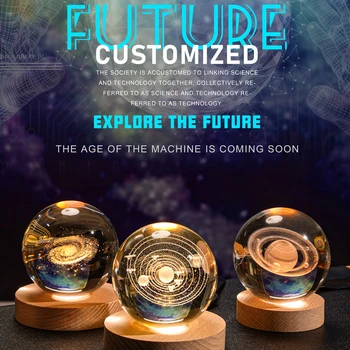 【맞춤형 링크】크리 에이 티브 생일 선물 크리스탈 볼 야간 램프 3D 레이저 조각 USB 야간 조명 홈 침실 장식