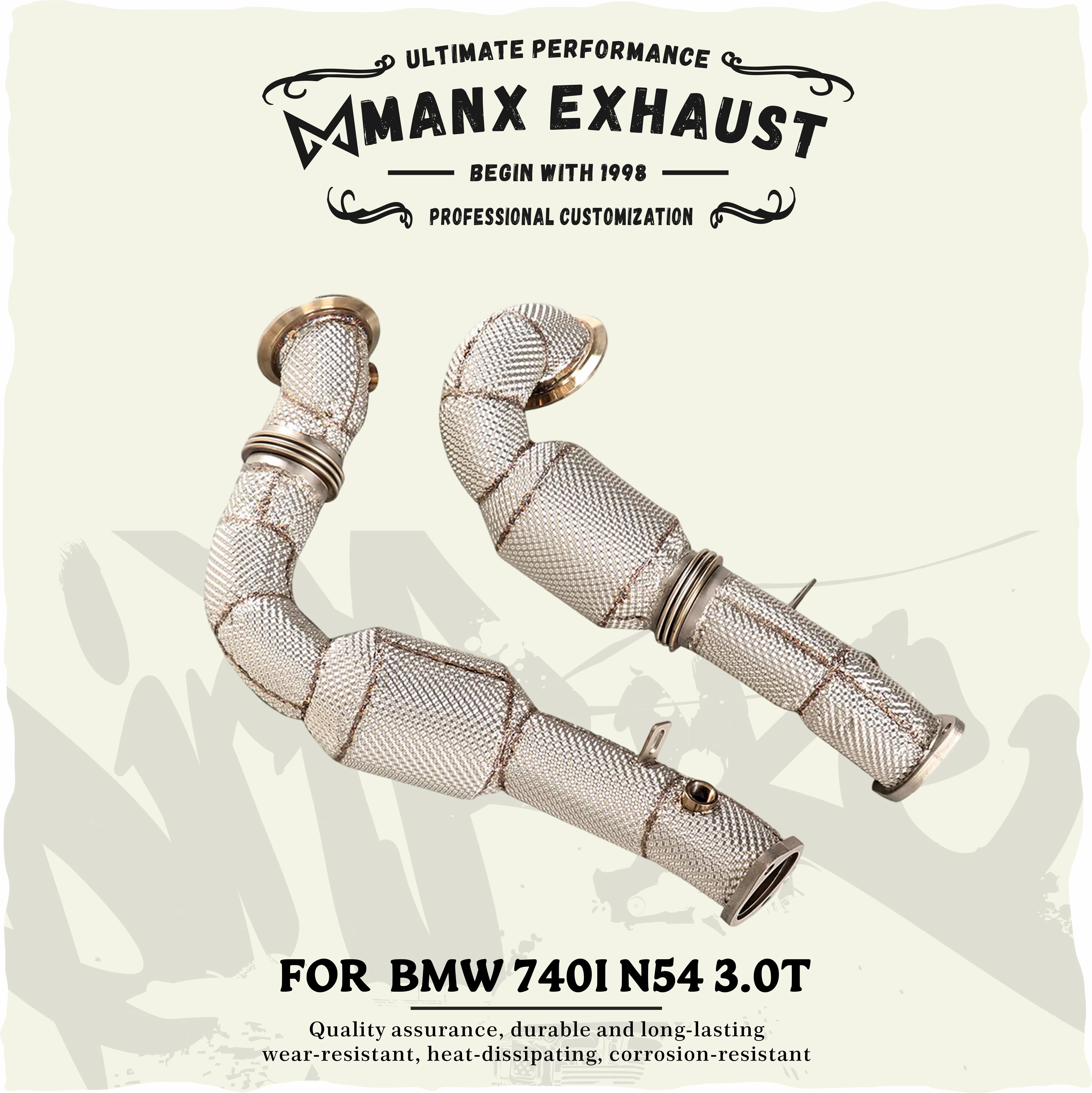 

Catalyzed Downpipe for BMW 740i N54 3.0T Catless Performance Exhaust Pipe Stainless Steel with Heat Shield