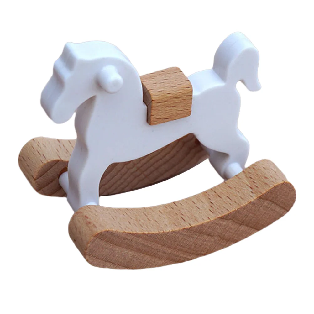 

Small Wooden Horse Mini Rocking Girls Toys Room House Layout Prop Desktop Furniture Wood Pp Miniatures Baby Chair