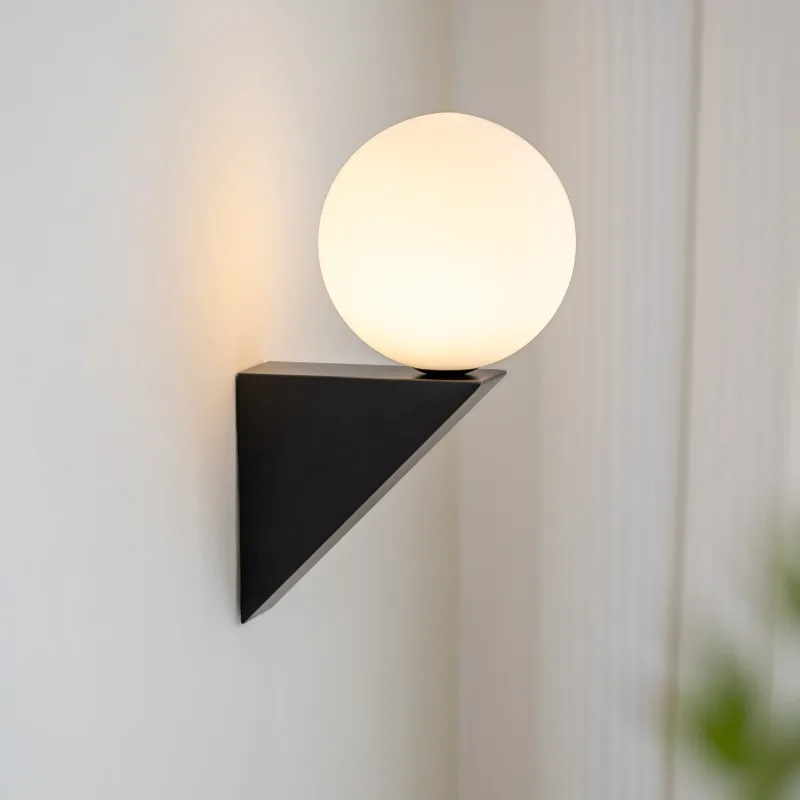 

Minimalist Nordic Style Home Light Living Room Bedside Sofa Background Entrance Ball Lamp Simple Black and White Wall Lamp