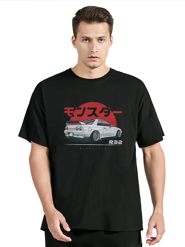 

Monster Skyline R32 GTR Jdm T-Shirt Men Japanese Car Drift Funny Cotton T Shirt Men Clothing Oversized Graphic Tees Tops