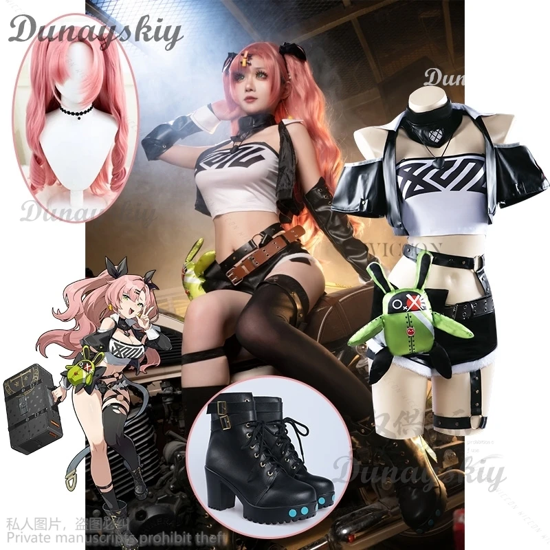 

Nicole Demara Cosplay Costume New Game Zenless Zone Zero Carnival Uniform Pink Wig Anime Halloween Sexy Costumes Shoes Full Set