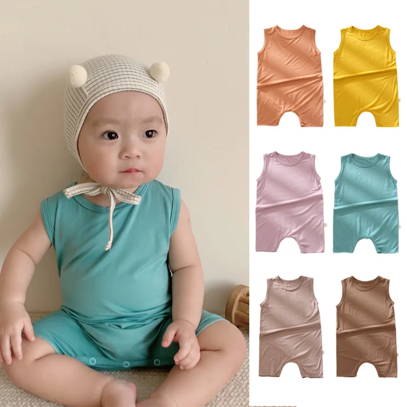 Super Soft Baby clothing Modal Fiber Clothes for Bebe One-Piece Summer Cooling Sleeveless Infant Rompers Outfits Jumpsuits