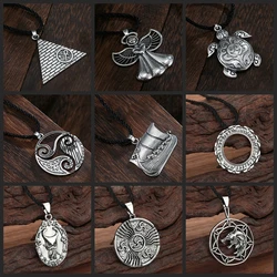 Retro Punk Viking Wolf Head Men Choker Stainless Steel Gothic Cat Necklace for Women Metal Angel Turtles Stargate Amulet Jewelry