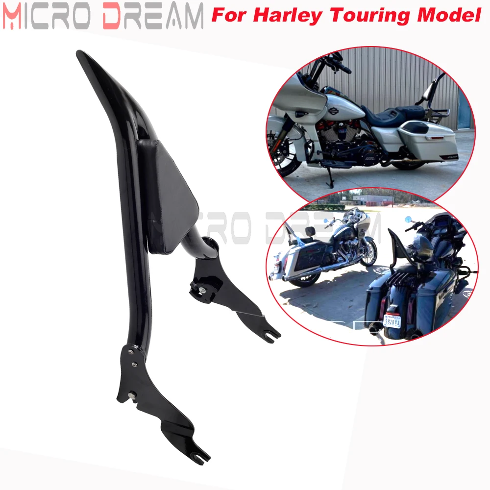 

Motorcycle Rear Sissy Bar Detachable Passenger Backrest Black 09-2022 For Harley Touring Road King Electra Glide Ultra Limited