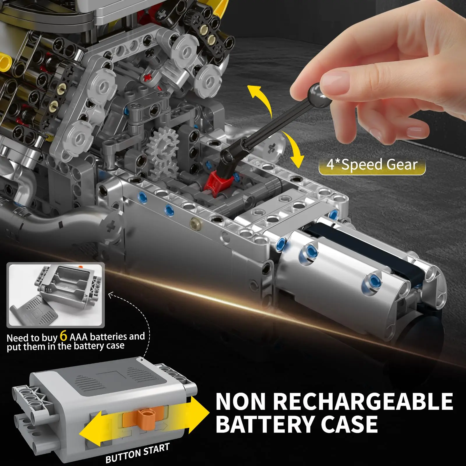 Kit de modèle de moteur V12 qui fonctionne avec votre propre moteur modèle STEM V8 pour adultes, moteur de voiture à 12 cylindres, fonctionnement d'engrenage mobile