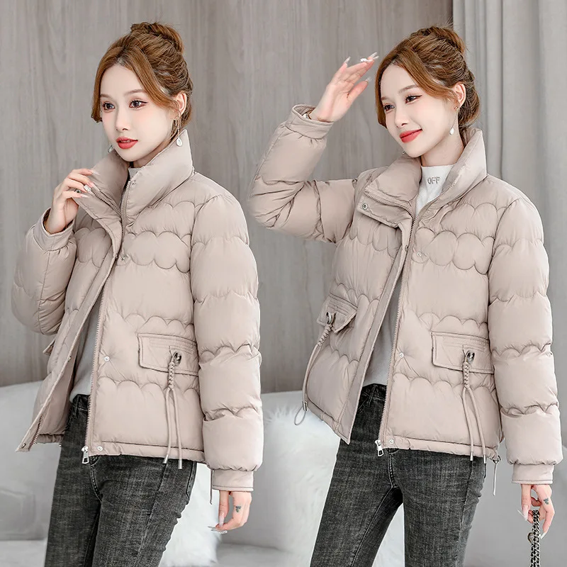 2024 Korean Cotton Padded Clothes Women Autumn Winter Jacket Loose Parkas Stand Collar Down Puffer Coat Thick Warm Bread Jackets