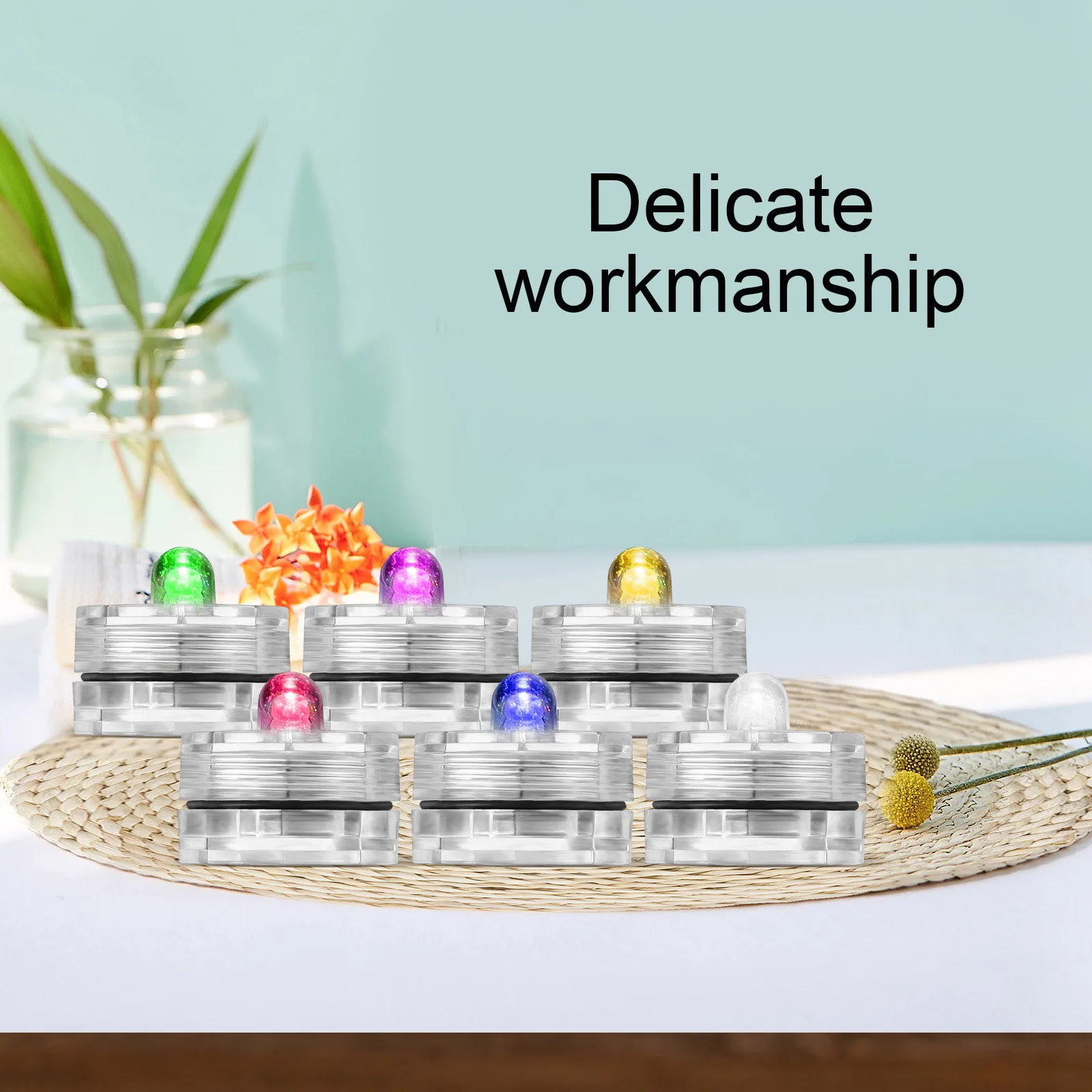 

12Pcs Operated Plum Blossom LED Tea Lights Flickering Flameless Candles for Wedding Party Home Decoration Submersible