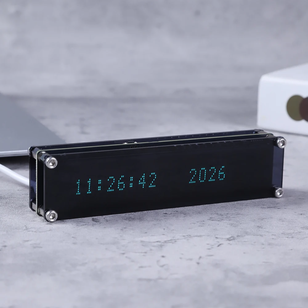 16 Dot Matrix VFD Vacuum Fluorescent Display WIFI Clock Creative Mechanical Style Desktop Decoration Automatic Calibration