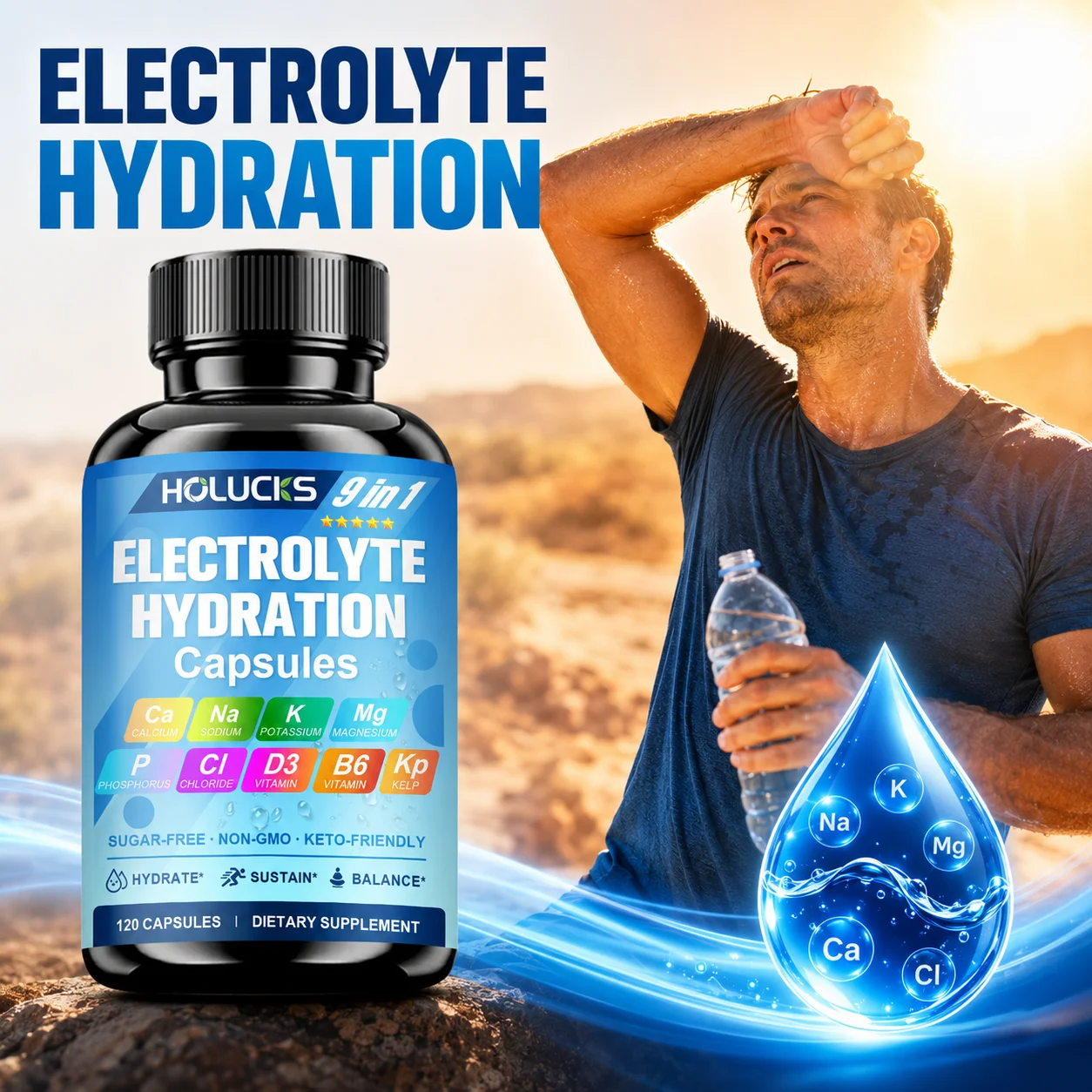 Electrolyte Hydration Capsules, Calcium Sodium Potassium Magnesium, Keto Friendly Zero Sugar, Support Hydration Muscle & Energy
