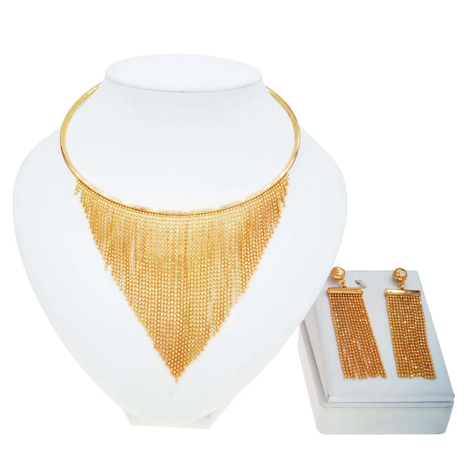 Set di gioielli da donna in due pezzi con nappe, scollo retrò ed elegante, adatto per accessori da festa