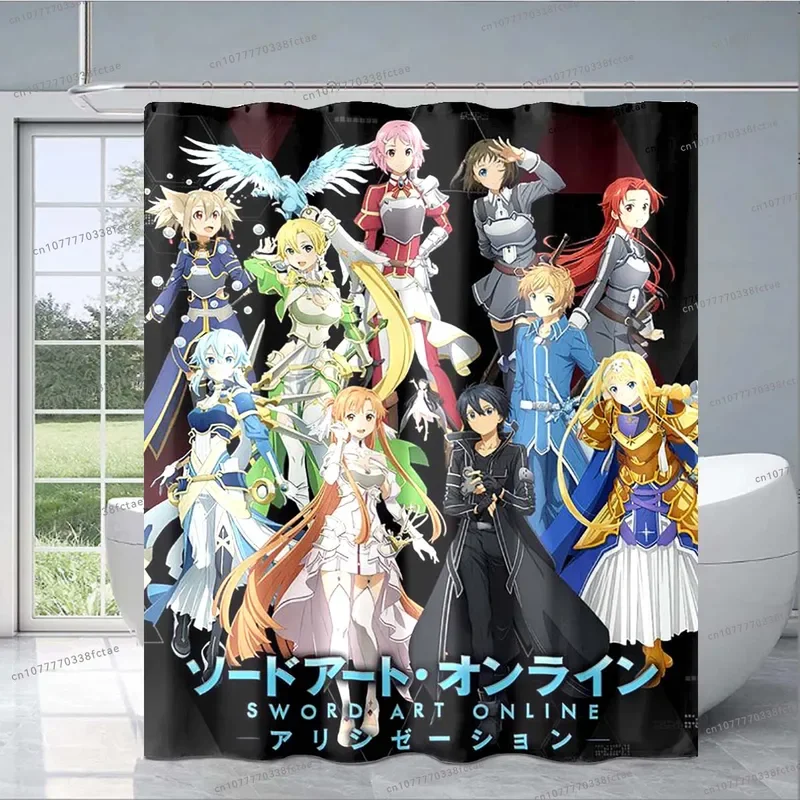 소드 아트 온라인 애니메이션 스타 샤워 커튼, 카와이 만화 패턴 샤워 커튼, 욕실 장식, 소년 선물